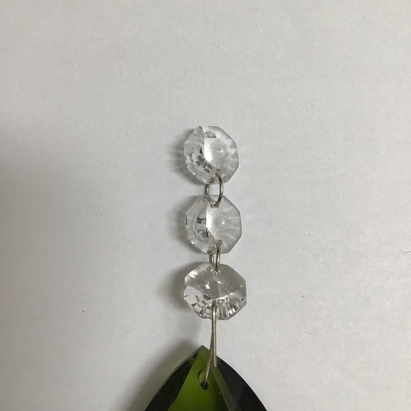 Crystal Chandelier Faceted Prisms Teardrops Olive Green SET OF 5 Ornaments *NOTE - Picture 8 of 8